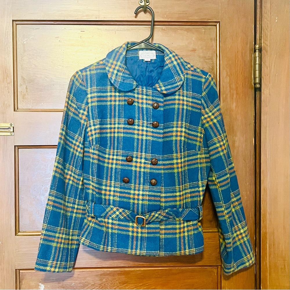 True Vintage 1970’s 70’s Wool Plaid Coat - FREE SHIPPING!
